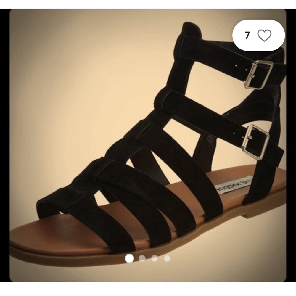 Steve Madden Delmar Gladiator Black Suede Leather Sandals! Size 7.5M